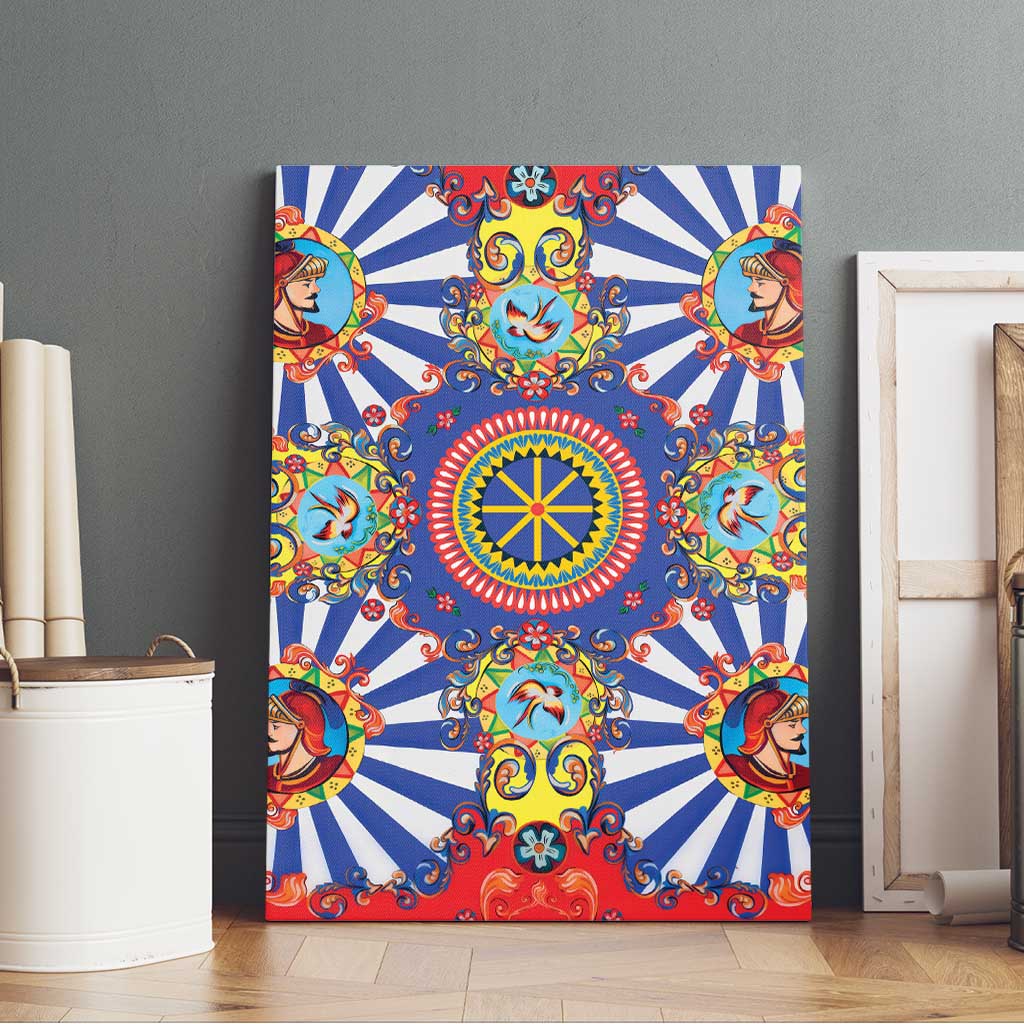 Sicily Italy Carretto Siciliano Canvas Wall Art Sicilian Cart Floral Patterns