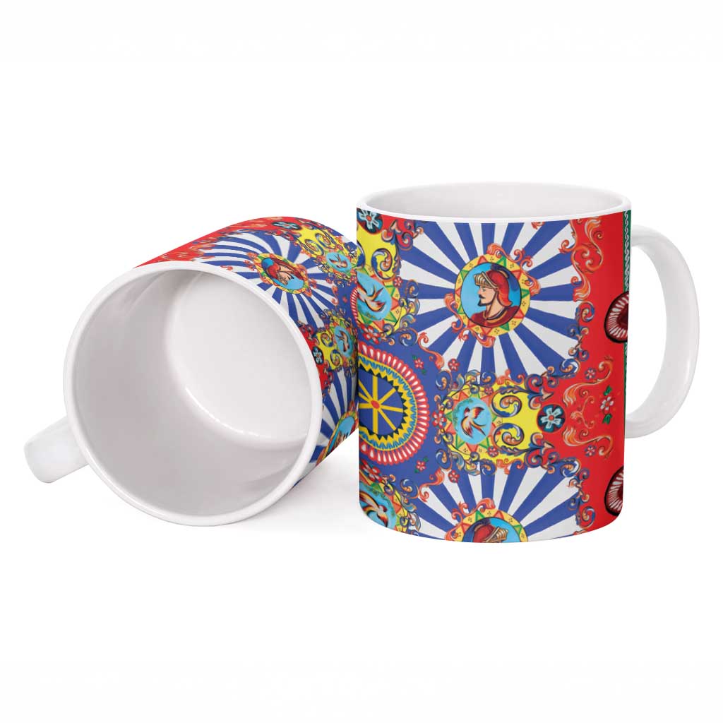Sicily Italy Carretto Siciliano Ceramic Mug Sicilian Cart Floral Patterns