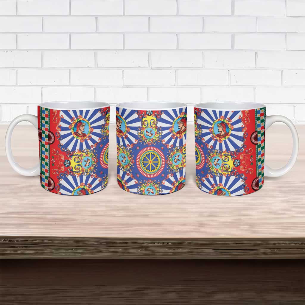 Sicily Italy Carretto Siciliano Ceramic Mug Sicilian Cart Floral Patterns