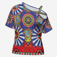 Sicily Italy Carretto Siciliano Cross Shoulder Shirt Sicilian Cart Floral Patterns