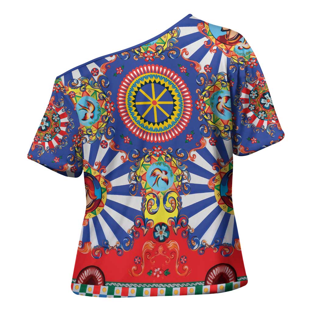 Sicily Italy Carretto Siciliano Cross Shoulder Shirt Sicilian Cart Floral Patterns