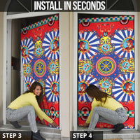 Sicily Italy Carretto Siciliano Door Cover Sicilian Cart Floral Patterns