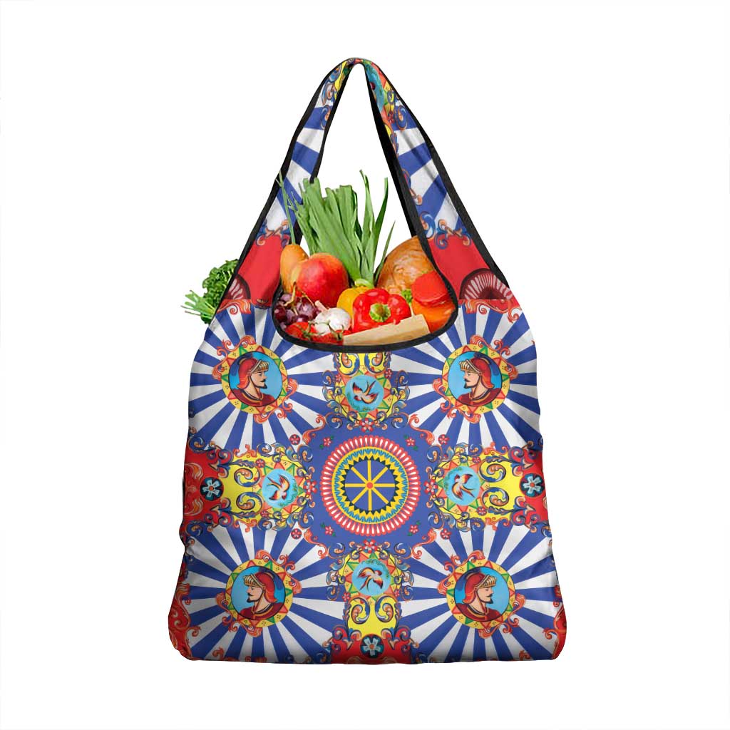 Sicily Italy Carretto Siciliano Grocery Bag Sicilian Cart Floral Patterns