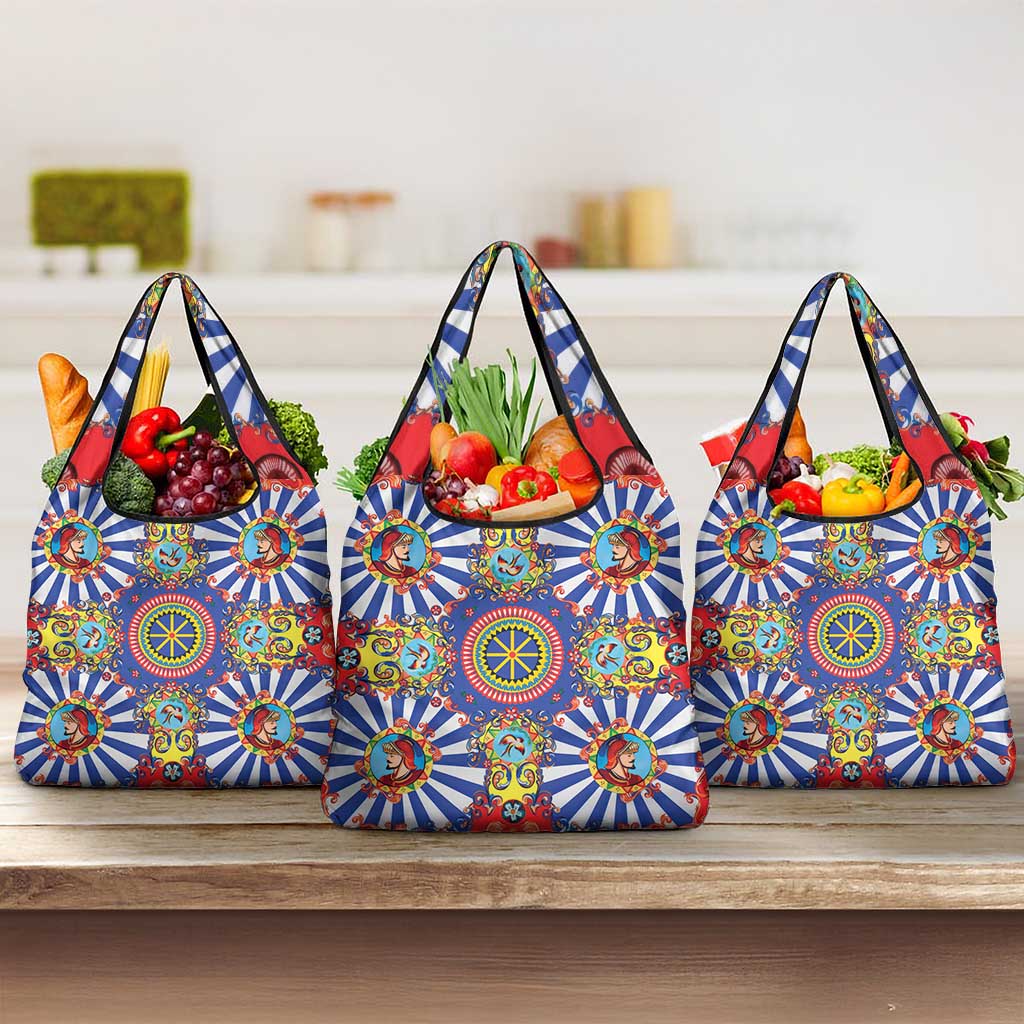 Sicily Italy Carretto Siciliano Grocery Bag Sicilian Cart Floral Patterns