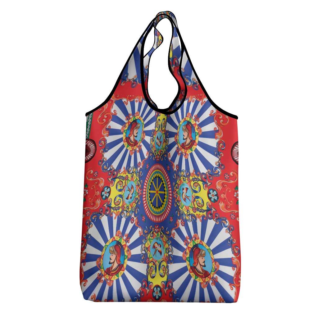 Sicily Italy Carretto Siciliano Grocery Bag Sicilian Cart Floral Patterns