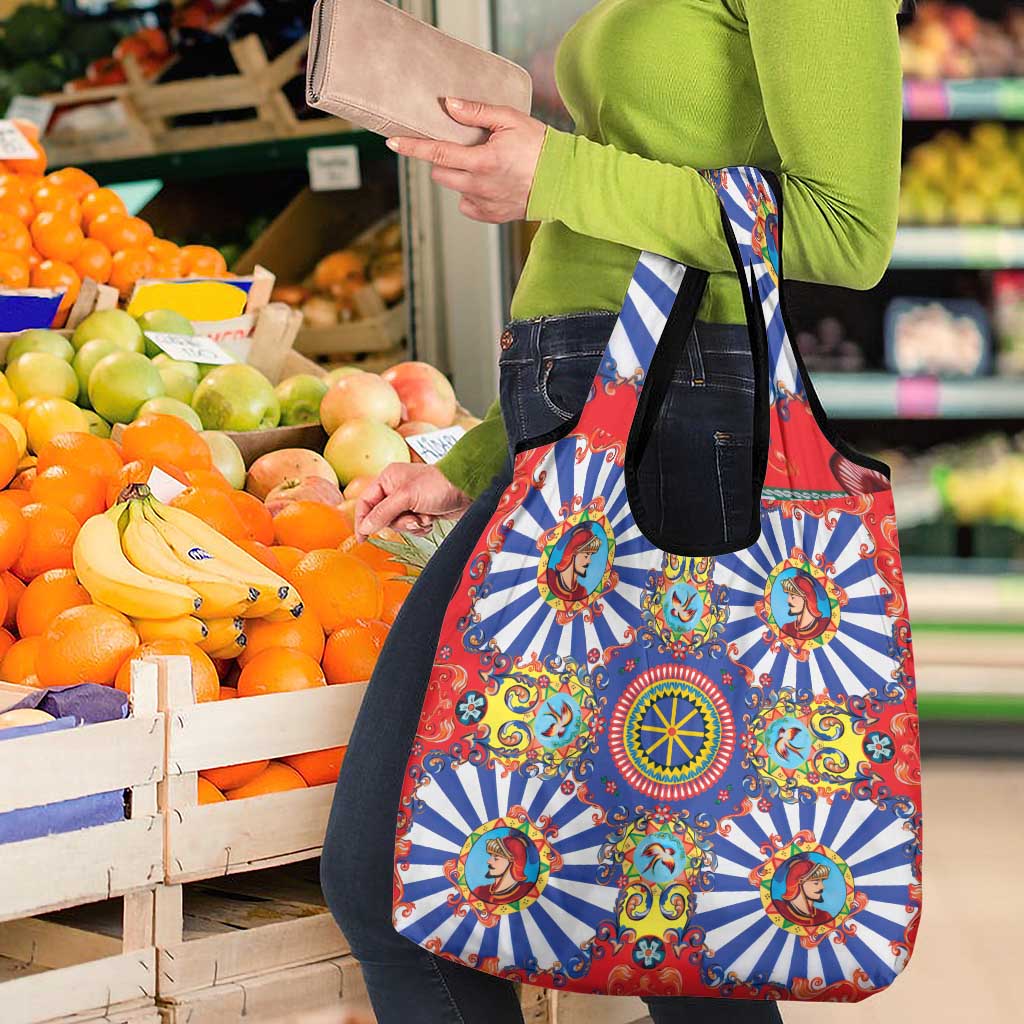 Sicily Italy Carretto Siciliano Grocery Bag Sicilian Cart Floral Patterns