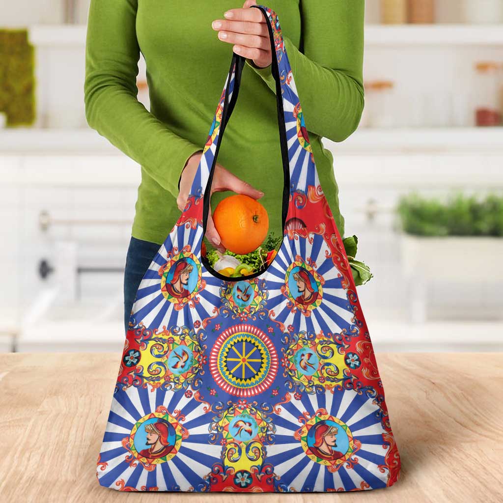 Sicily Italy Carretto Siciliano Grocery Bag Sicilian Cart Floral Patterns