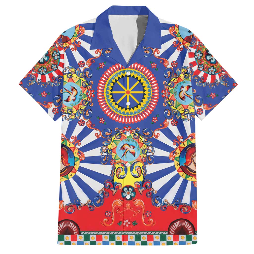 Sicily Italy Carretto Siciliano Hawaiian Shirt Sicilian Cart Floral Patterns