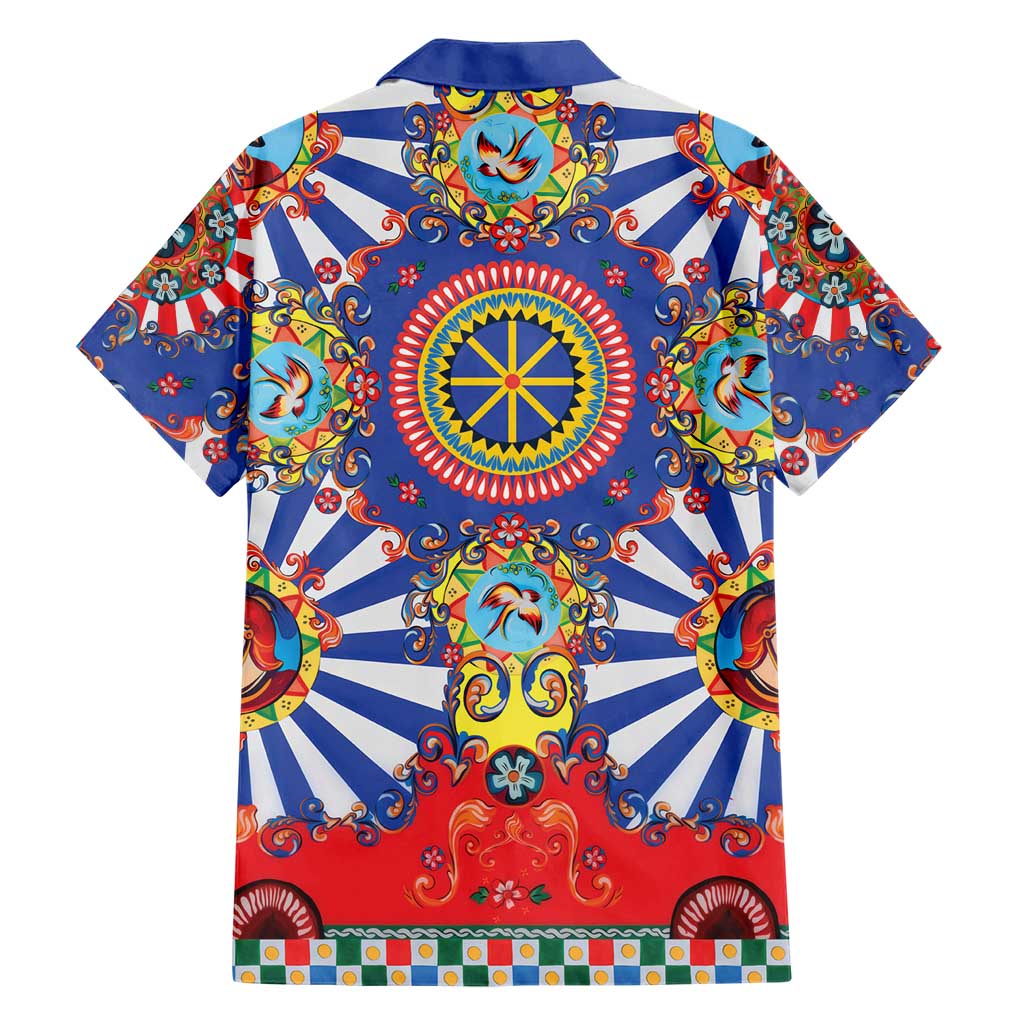 Sicily Italy Carretto Siciliano Hawaiian Shirt Sicilian Cart Floral Patterns