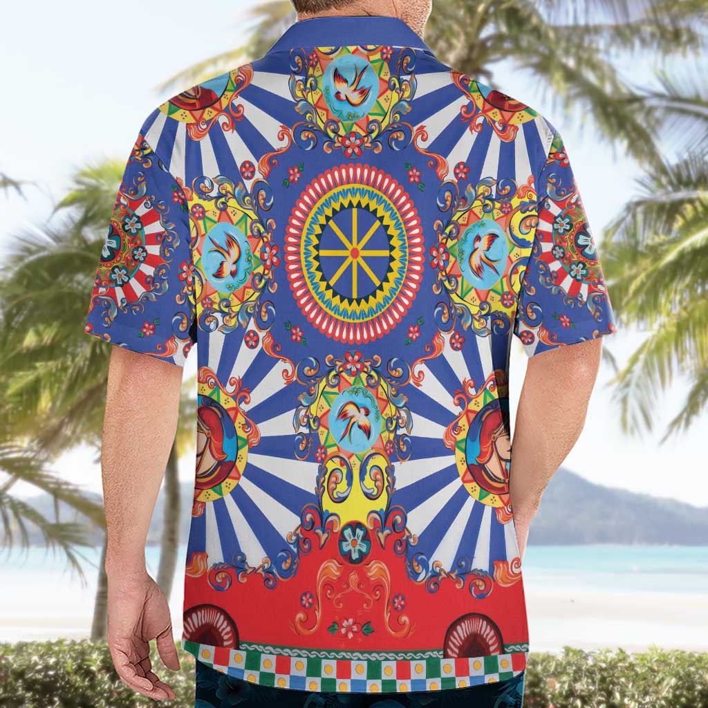 Sicily Italy Carretto Siciliano Hawaiian Shirt Sicilian Cart Floral Patterns