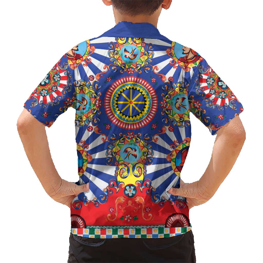 Sicily Italy Carretto Siciliano Hawaiian Shirt Sicilian Cart Floral Patterns
