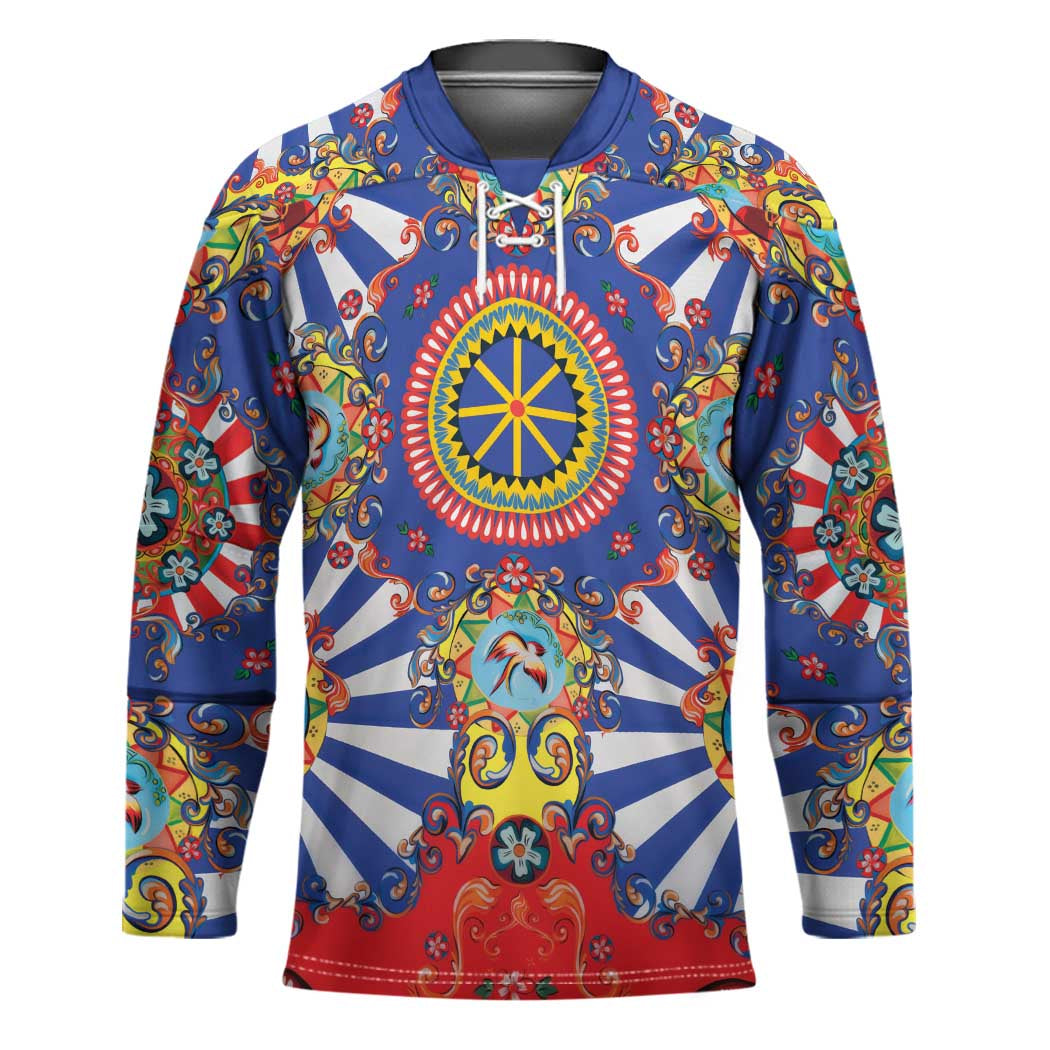 Sicily Italy Carretto Siciliano Hockey Jersey Sicilian Cart Floral Patterns