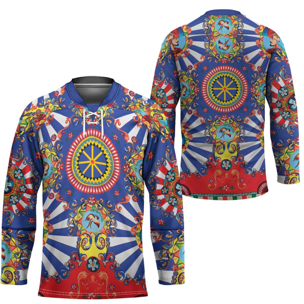 Sicily Italy Carretto Siciliano Hockey Jersey Sicilian Cart Floral Patterns