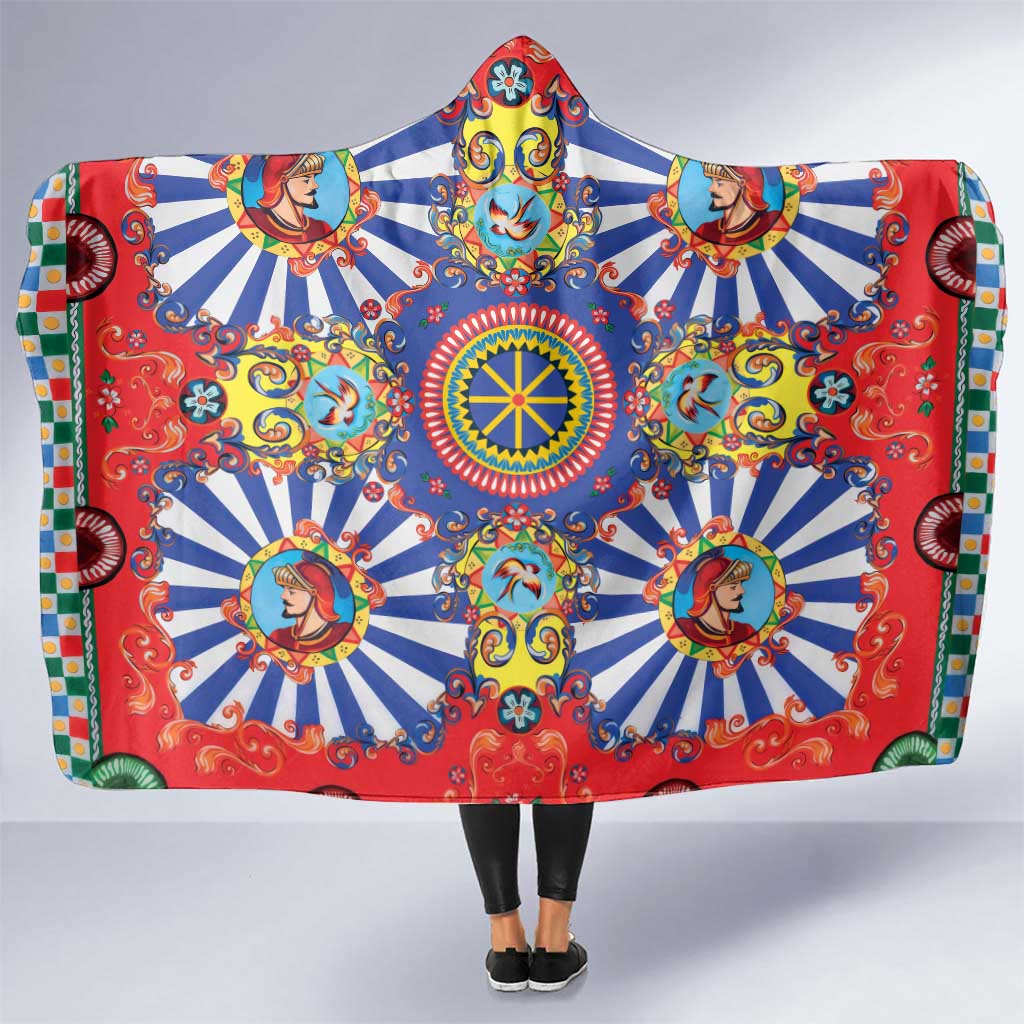 Sicily Italy Carretto Siciliano Hooded Blanket Sicilian Cart Floral Patterns