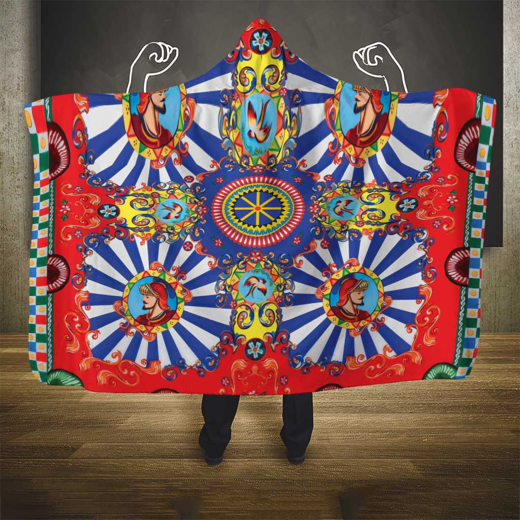 Sicily Italy Carretto Siciliano Hooded Blanket Sicilian Cart Floral Patterns