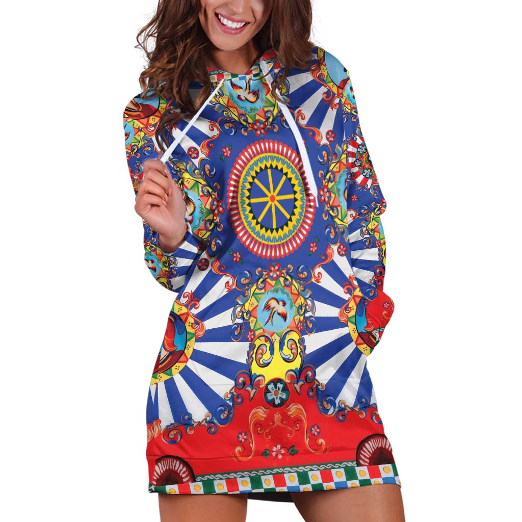 Sicily Italy Carretto Siciliano Hoodie Dress Sicilian Cart Floral Patterns