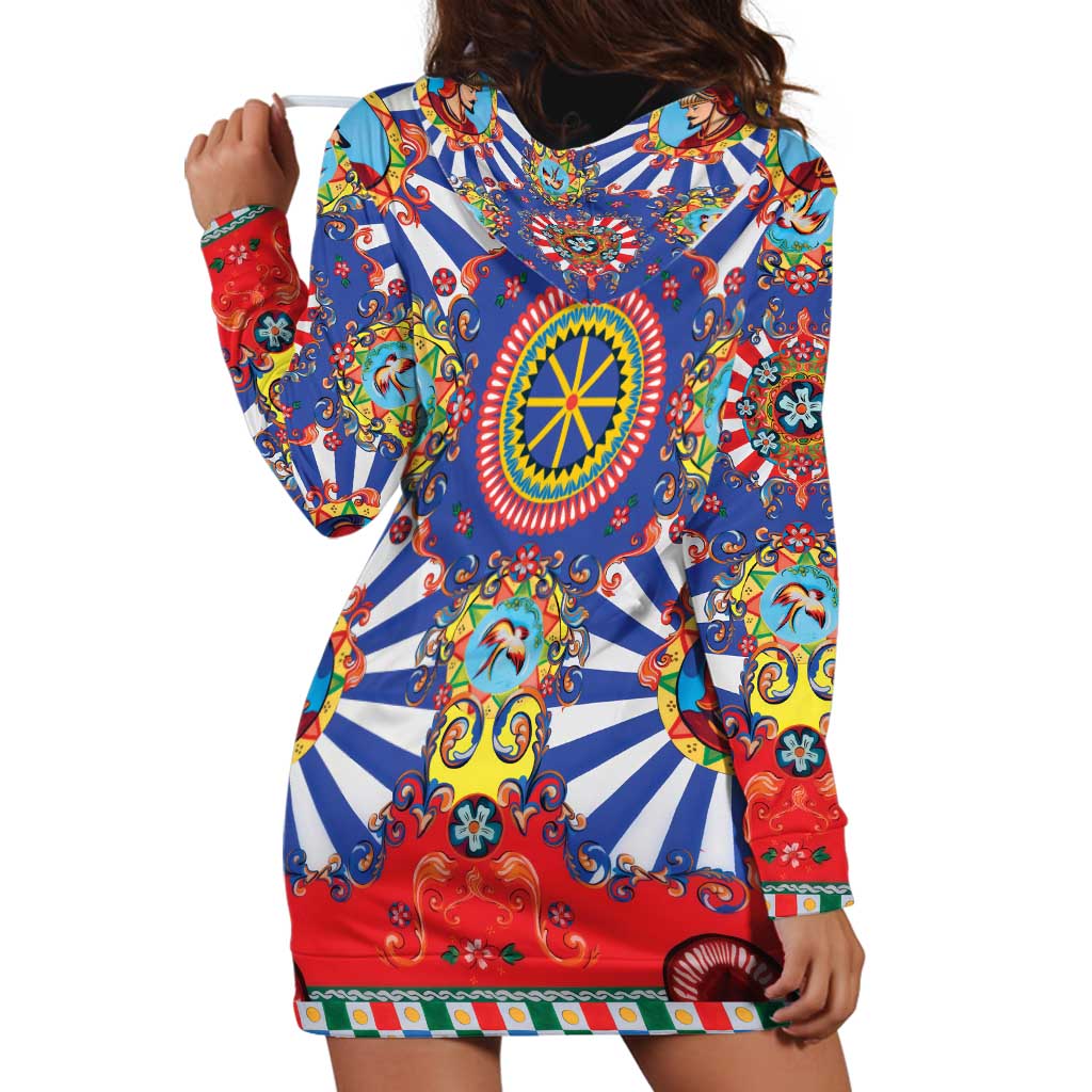 Sicily Italy Carretto Siciliano Hoodie Dress Sicilian Cart Floral Patterns
