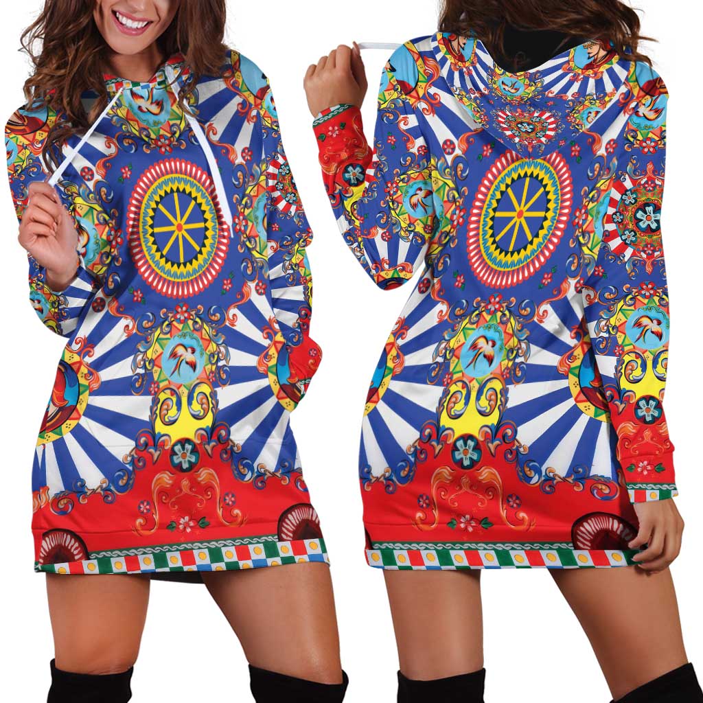 Sicily Italy Carretto Siciliano Hoodie Dress Sicilian Cart Floral Patterns