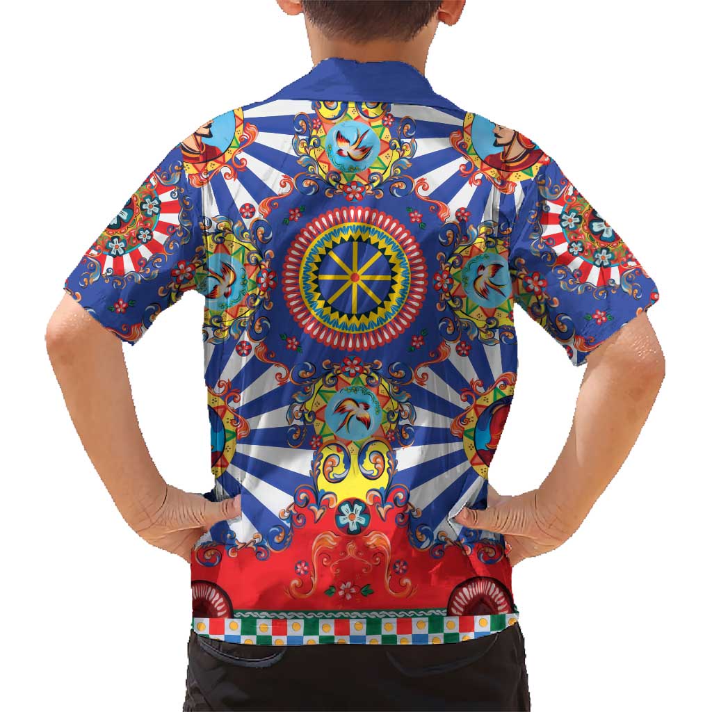 Sicily Italy Carretto Siciliano Kid Hawaiian Shirt Sicilian Cart Floral Patterns