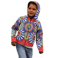 Sicily Italy Carretto Siciliano Kid Hoodie Sicilian Cart Floral Patterns