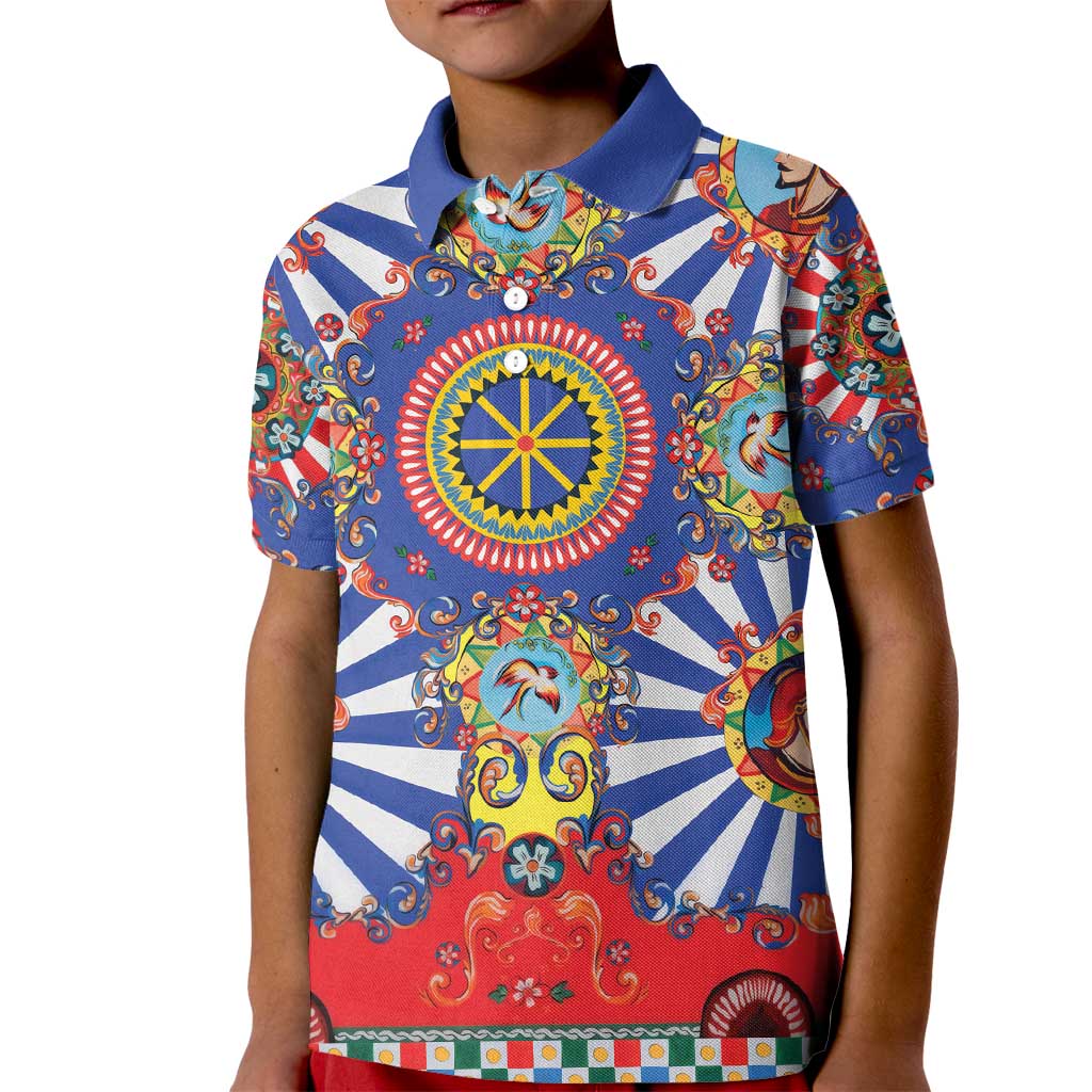 Sicily Italy Carretto Siciliano Kid Polo Shirt Sicilian Cart Floral Patterns