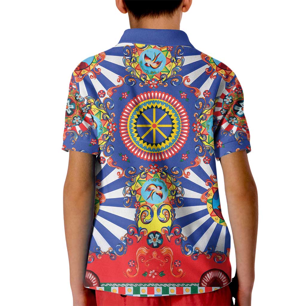 Sicily Italy Carretto Siciliano Kid Polo Shirt Sicilian Cart Floral Patterns