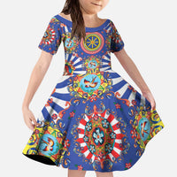 Sicily Italy Carretto Siciliano Kid Short Sleeve Dress Sicilian Cart Floral Patterns