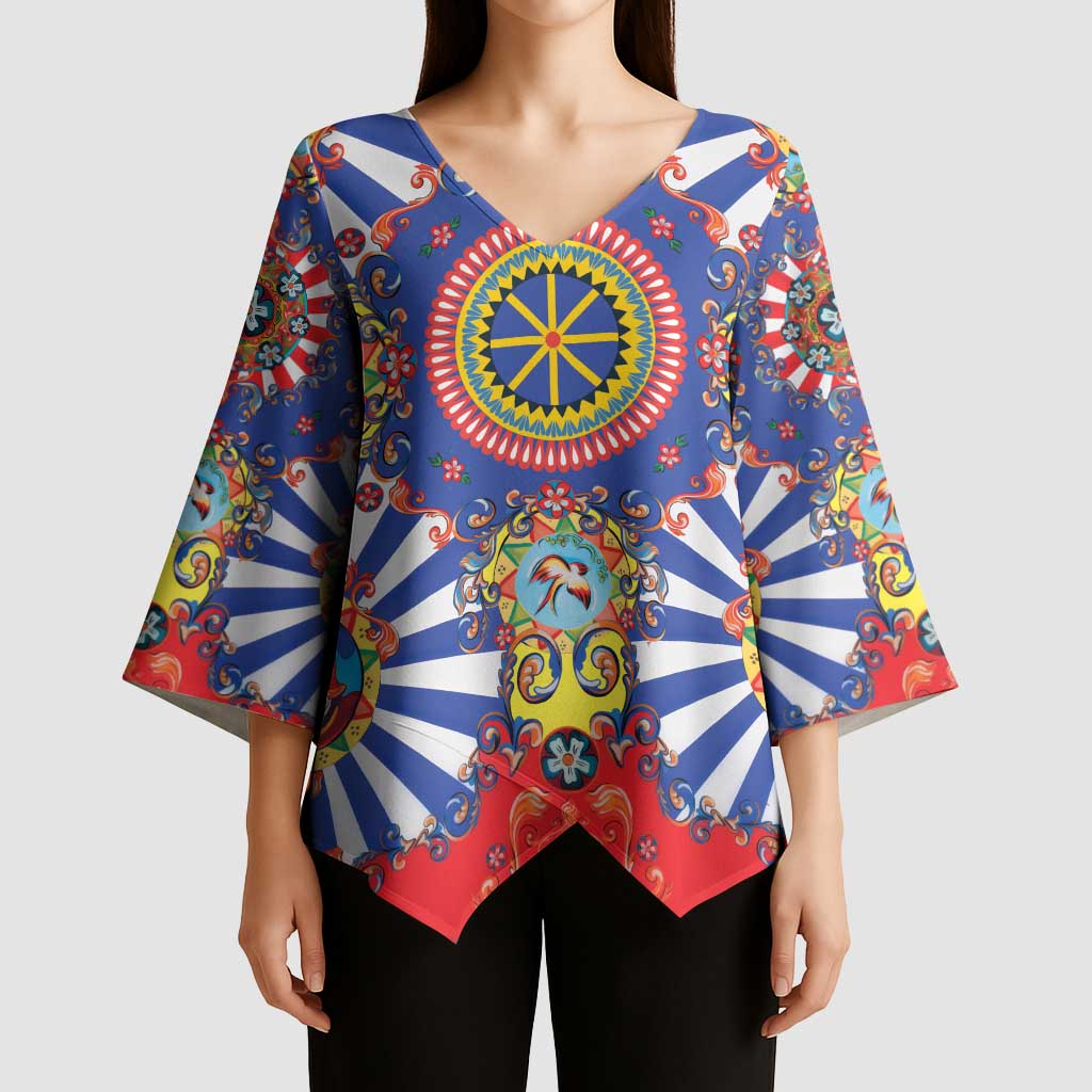 Sicily Italy Carretto Siciliano Kimono Sleeve Blouse Sicilian Cart Floral Patterns