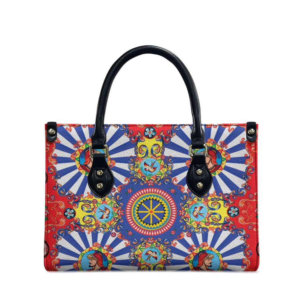 Sicily Italy Carretto Siciliano Leather Bag Sicilian Cart Floral Patterns