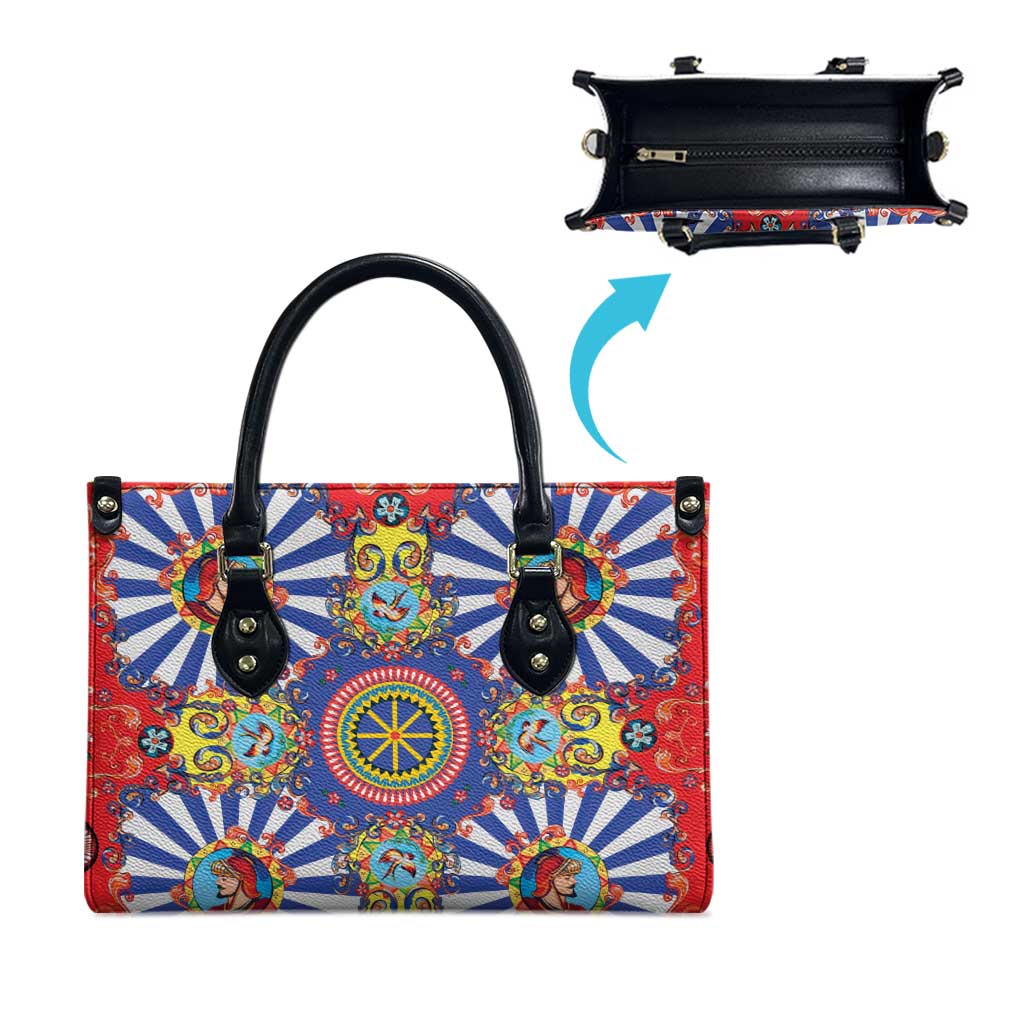 Sicily Italy Carretto Siciliano Leather Bag Sicilian Cart Floral Patterns