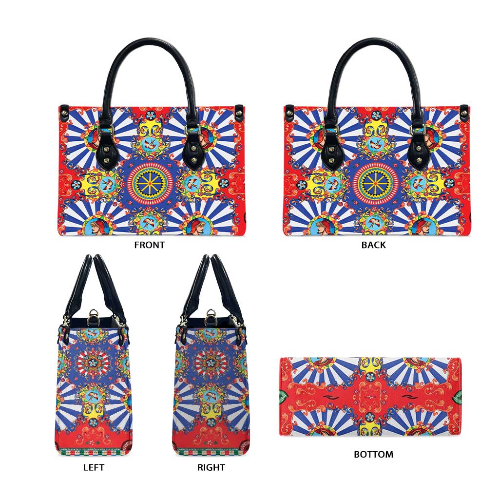 Sicily Italy Carretto Siciliano Leather Bag Sicilian Cart Floral Patterns