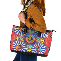 Sicily Italy Carretto Siciliano Leather Tote Bag Sicilian Cart Floral Patterns
