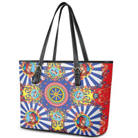 Sicily Italy Carretto Siciliano Leather Tote Bag Sicilian Cart Floral Patterns