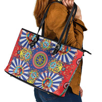 Sicily Italy Carretto Siciliano Leather Tote Bag Sicilian Cart Floral Patterns
