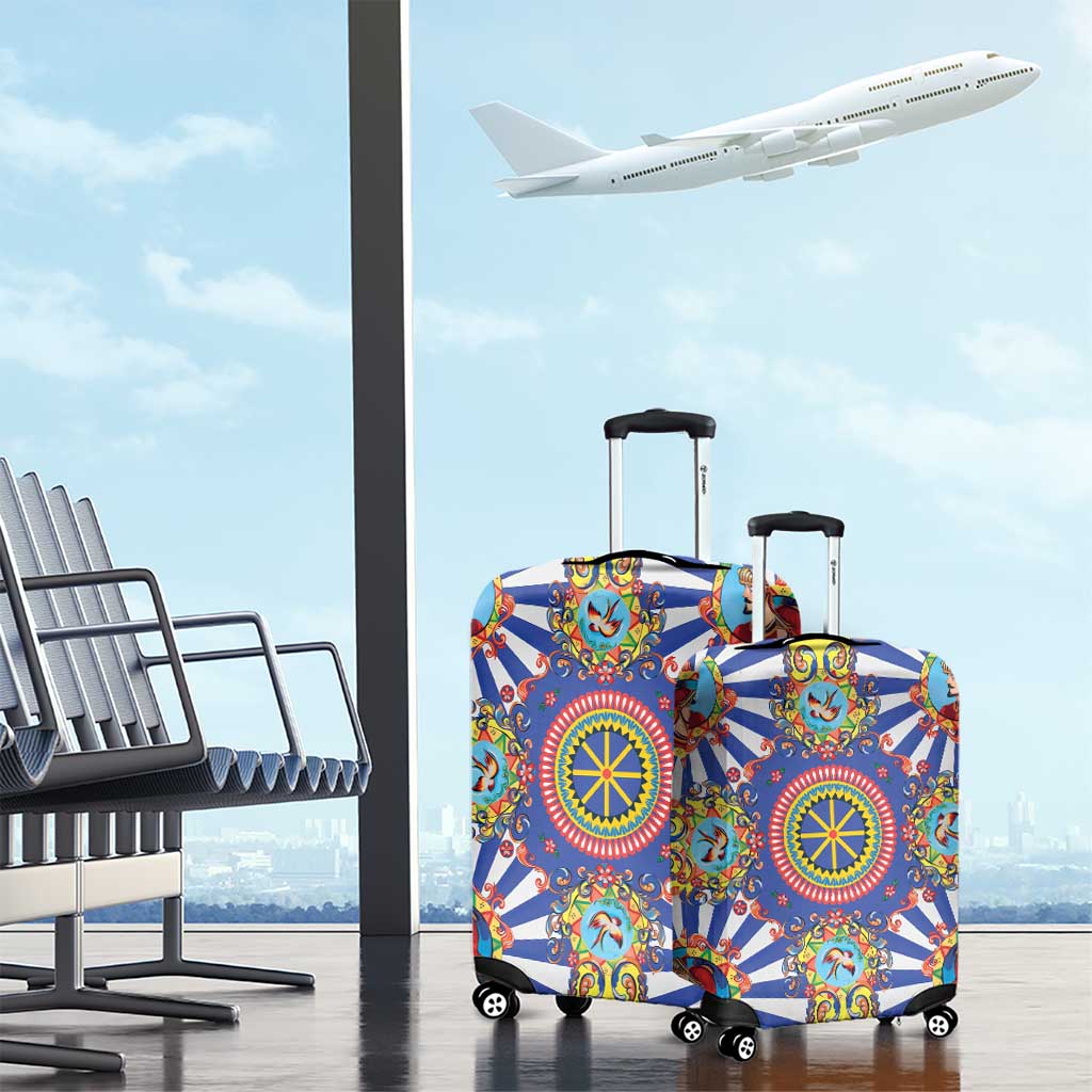 Sicily Italy Carretto Siciliano Luggage Cover Sicilian Cart Floral Patterns