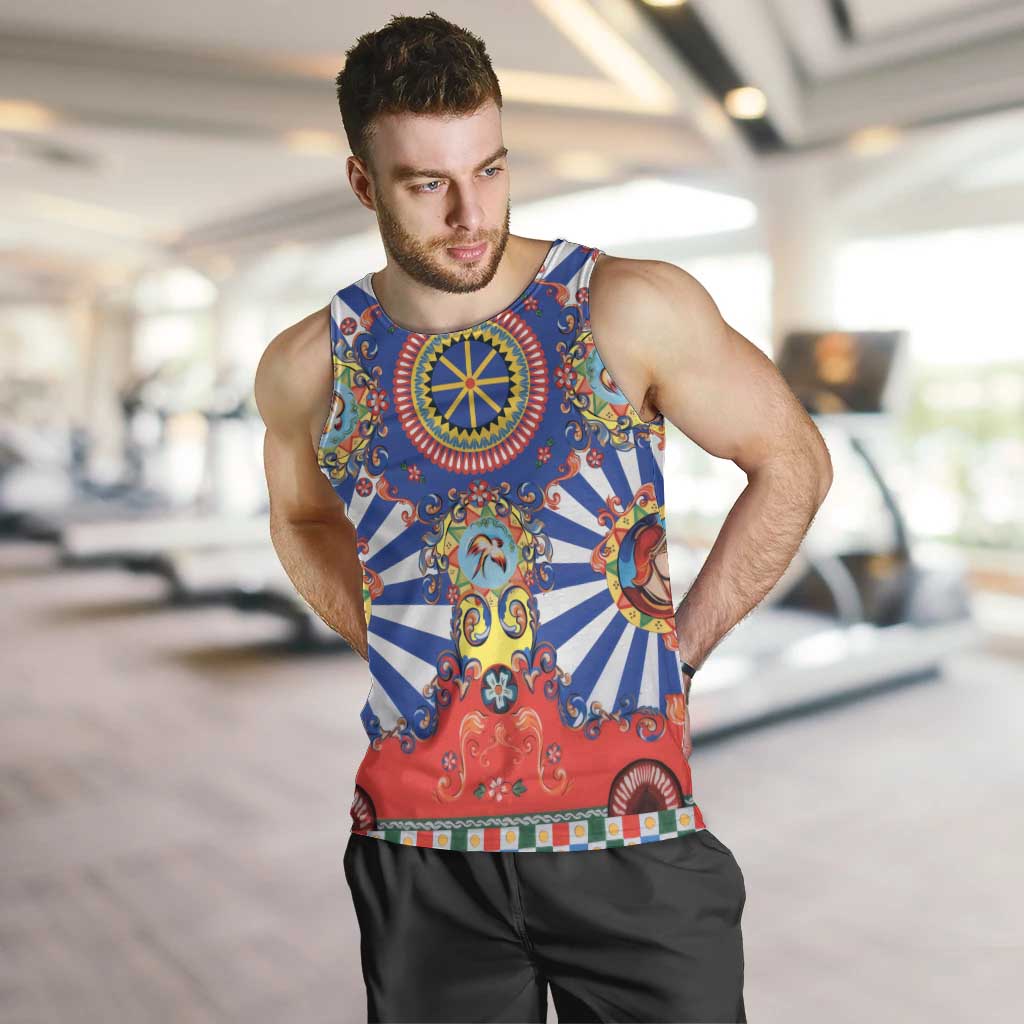 Sicily Italy Carretto Siciliano Men Tank Top Sicilian Cart Floral Patterns