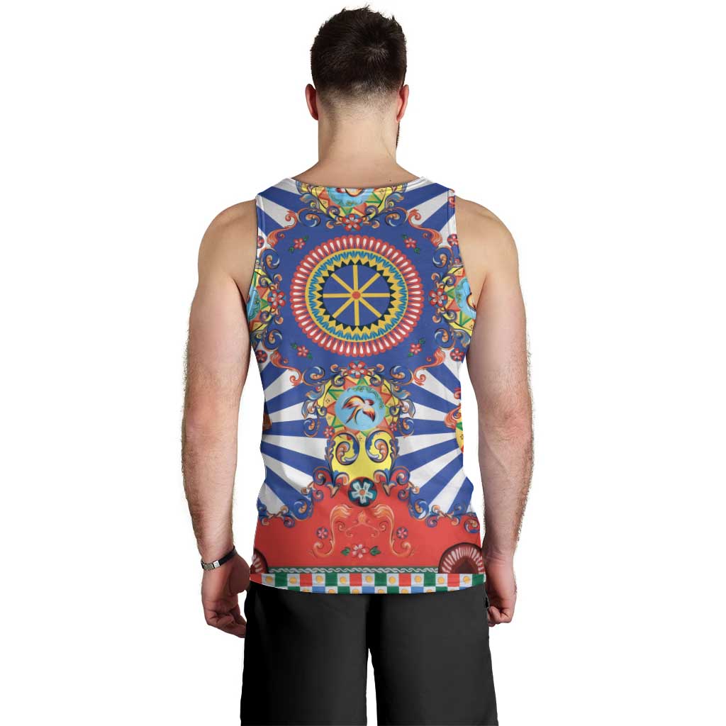 Sicily Italy Carretto Siciliano Men Tank Top Sicilian Cart Floral Patterns