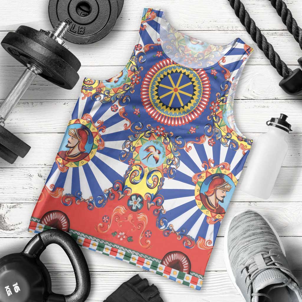 Sicily Italy Carretto Siciliano Men Tank Top Sicilian Cart Floral Patterns