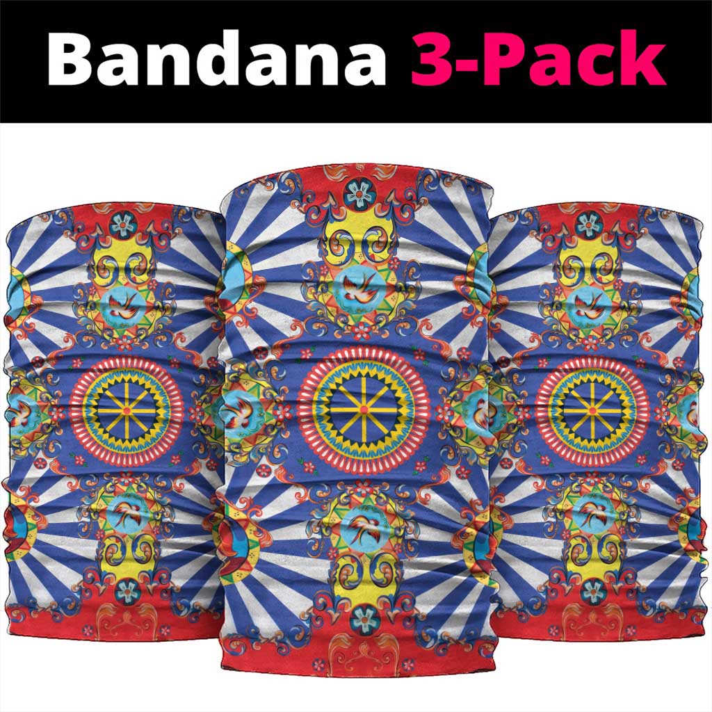 Sicily Italy Carretto Siciliano Neck Gaiter Sicilian Cart Floral Patterns