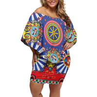 Sicily Italy Carretto Siciliano Off Shoulder Short Dress Sicilian Cart Floral Patterns