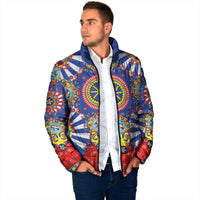 Sicily Italy Carretto Siciliano Padded Jacket Sicilian Cart Floral Patterns