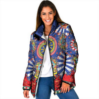 Sicily Italy Carretto Siciliano Padded Jacket Sicilian Cart Floral Patterns