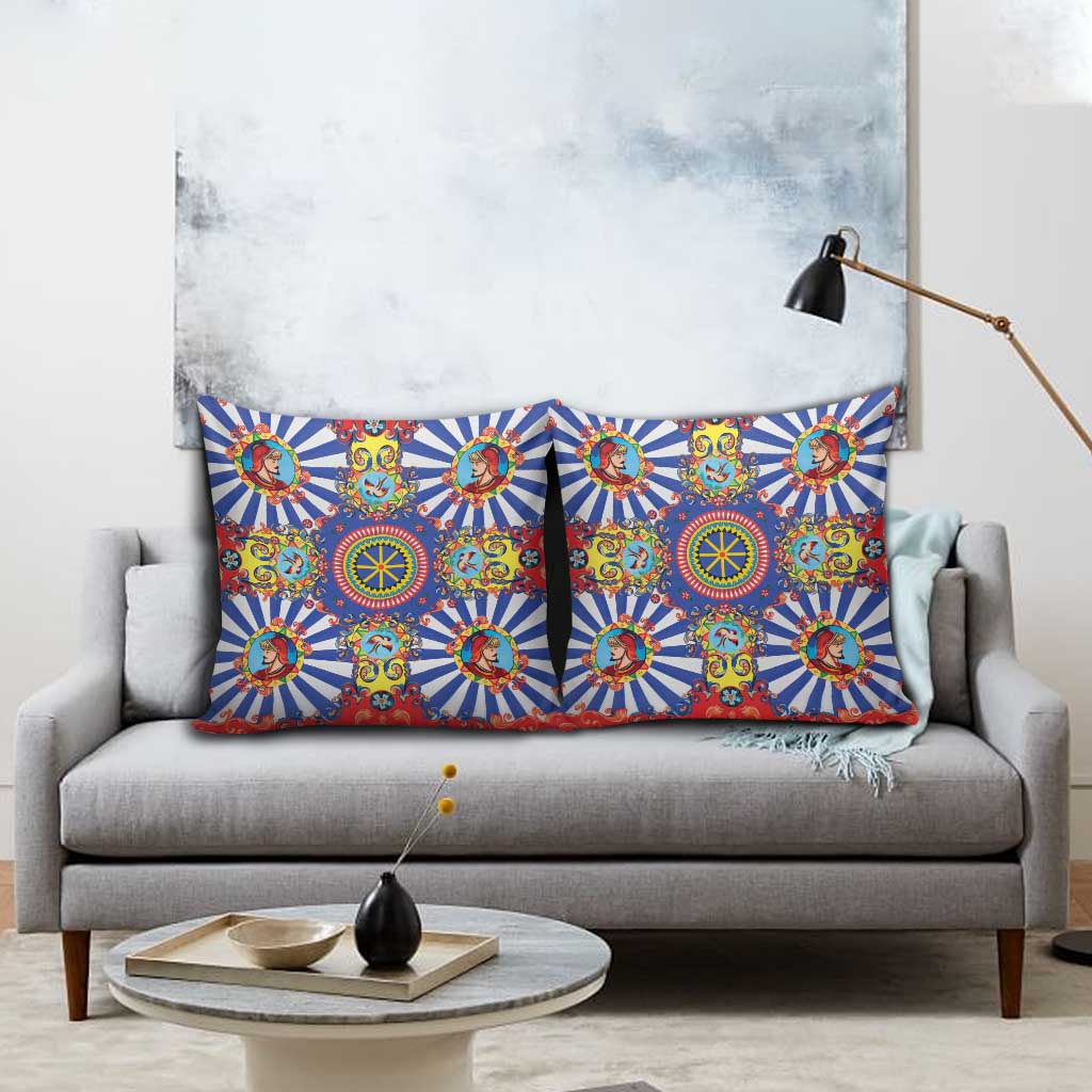 Sicily Italy Carretto Siciliano Pillow Cover Sicilian Cart Floral Patterns