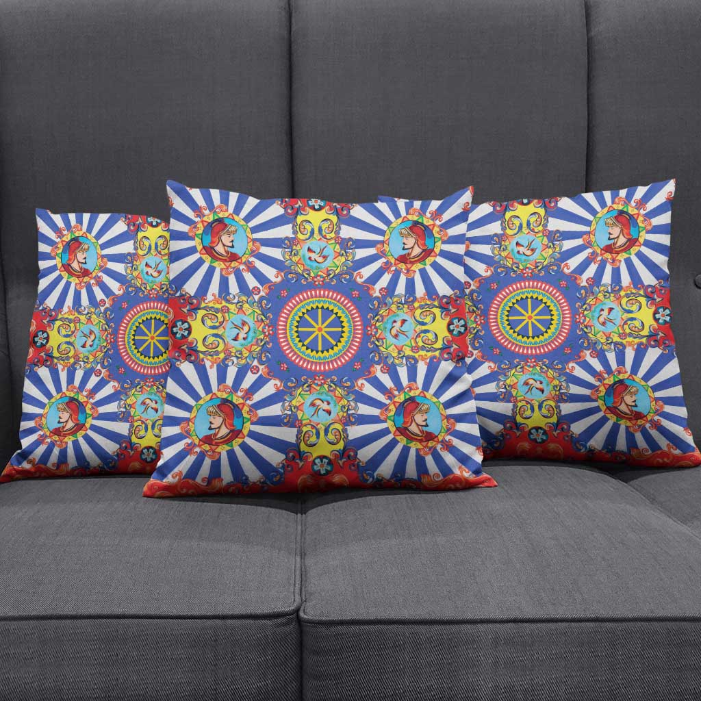 Sicily Italy Carretto Siciliano Pillow Cover Sicilian Cart Floral Patterns