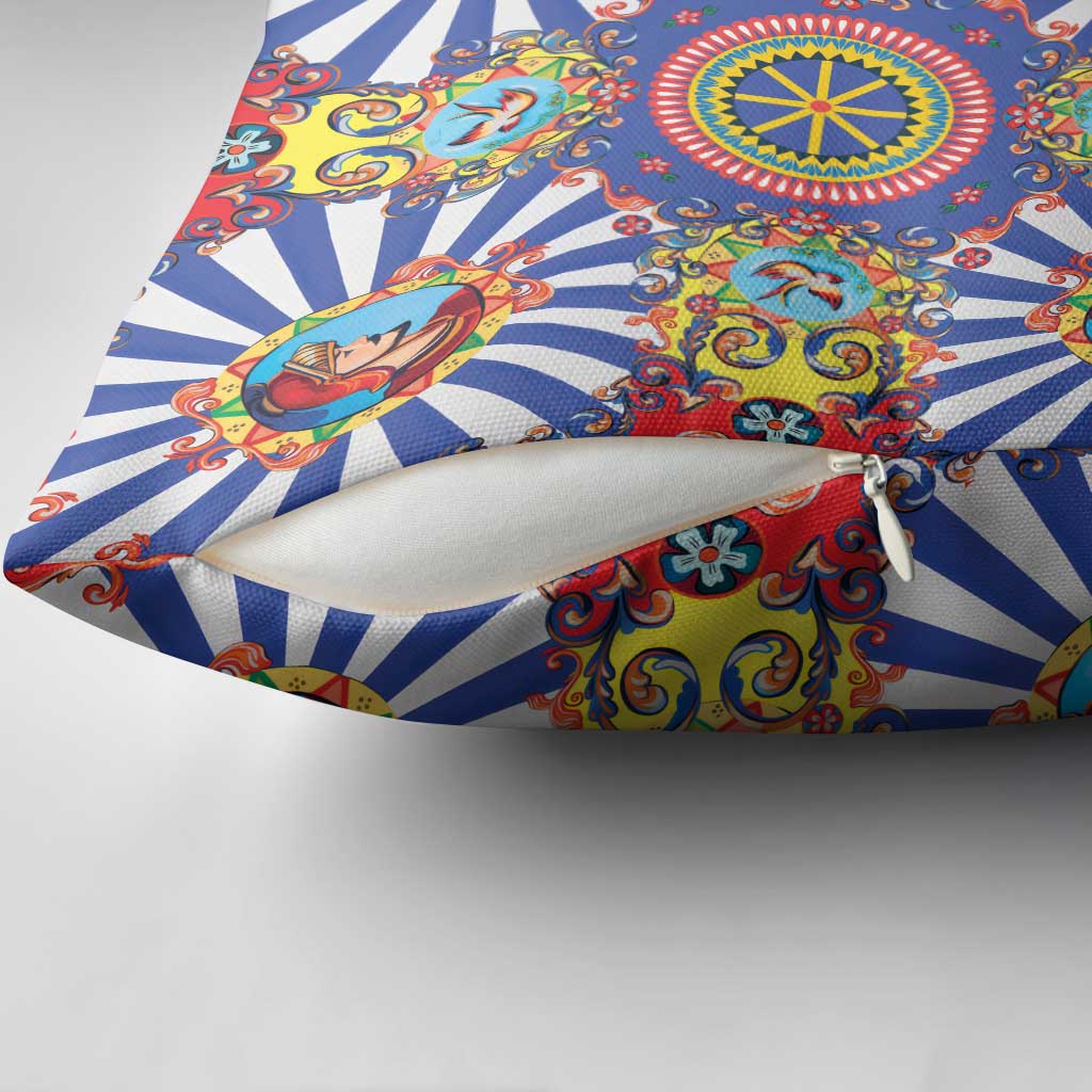Sicily Italy Carretto Siciliano Pillow Cover Sicilian Cart Floral Patterns