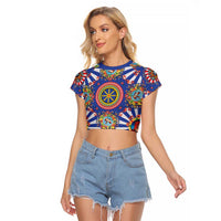 Sicily Italy Carretto Siciliano Raglan Cropped T Shirt Sicilian Cart Floral Patterns