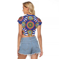 Sicily Italy Carretto Siciliano Raglan Cropped T Shirt Sicilian Cart Floral Patterns