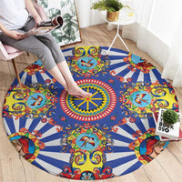 Sicily Italy Carretto Siciliano Round Carpet Sicilian Cart Floral Patterns