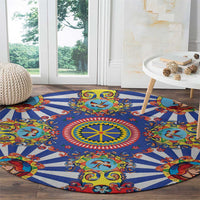 Sicily Italy Carretto Siciliano Round Carpet Sicilian Cart Floral Patterns