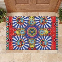 Sicily Italy Carretto Siciliano Rubber Doormat Sicilian Cart Floral Patterns